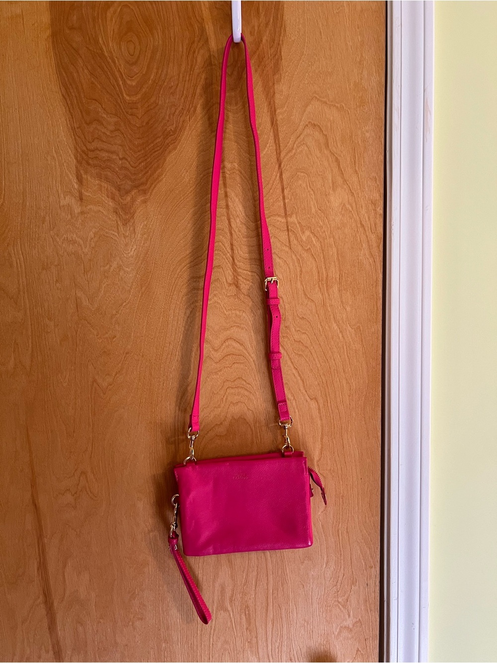Vince Camuto Hot Pink Leather Crossbody Bag with Adjustable Strap